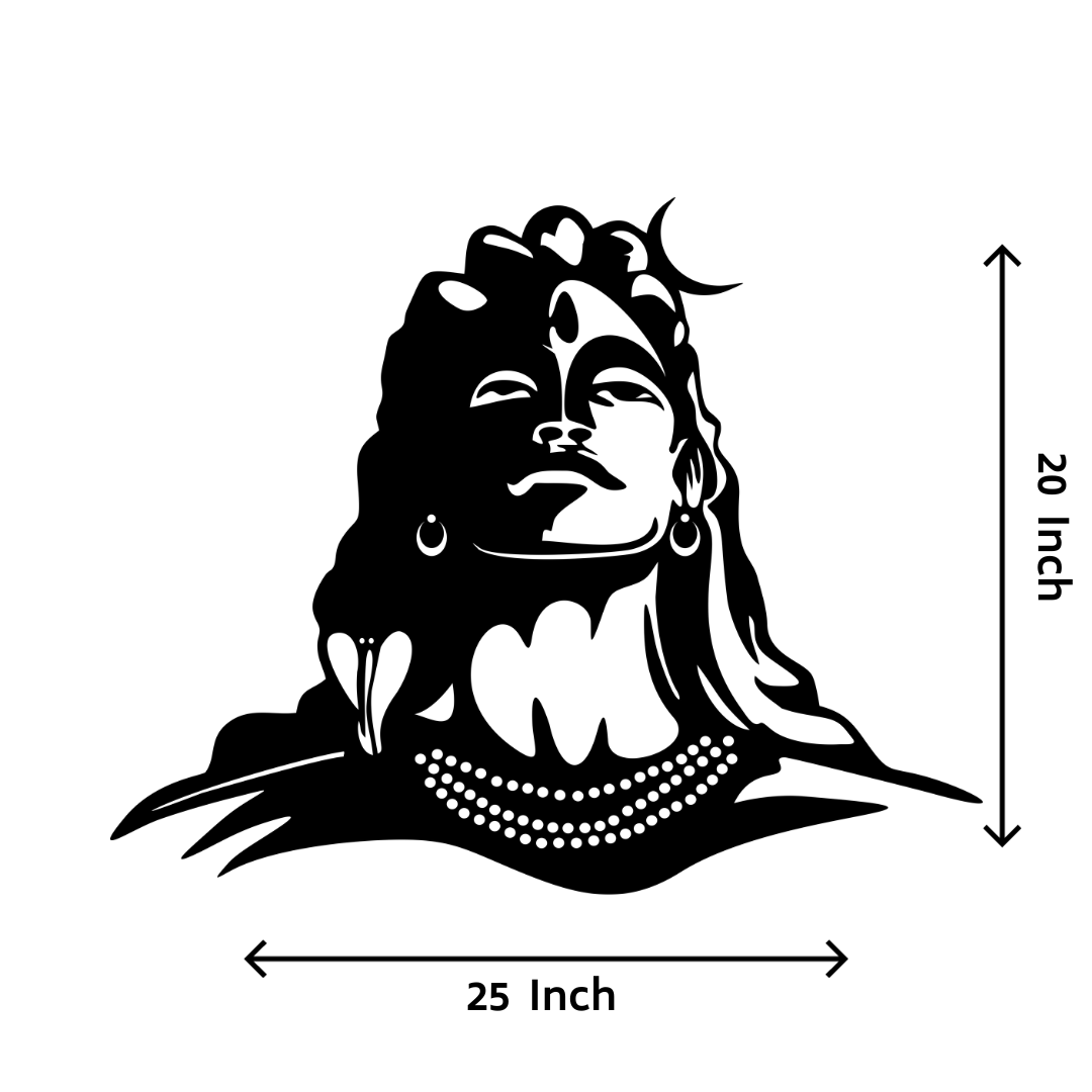 Artrooms Adiyogi Shiva Metal Wall Art - Wall Decoration | Wall Hanging (25x20 inch) | Black Matte Finish