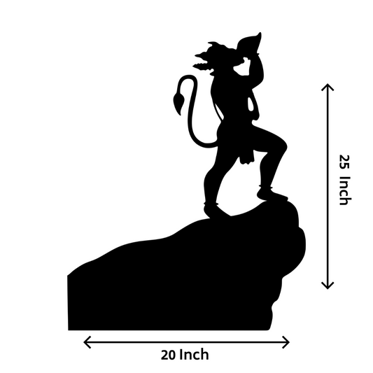 Artrooms Lord Hanuman Metal Wall Art - Wall Decoration | Wall Hanging (20x25 inch) | Black Matte Finish