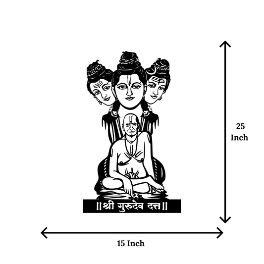 Artrooms Swami Samarth and Shiv Metal Wall Art - Wall Decoration | Wall Hanging (15x25 inch) | Black Matte Finish