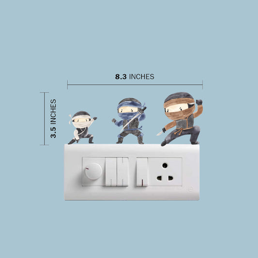 Ninja Wall Sticker size 8.3x3.5 in – removable 3 ninjas wall decal for bedroom décor
