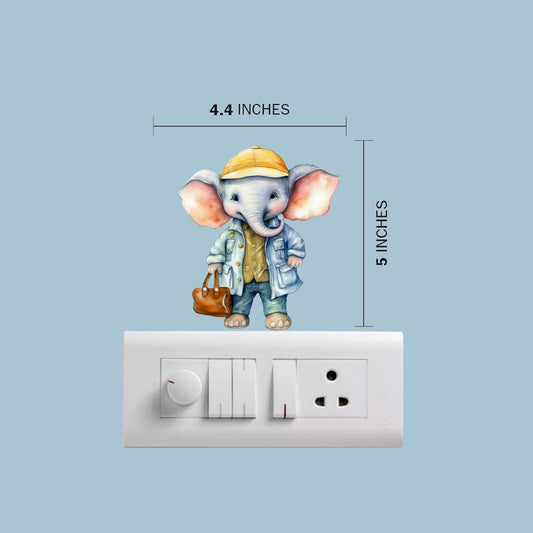 Elephant Wall Sticker size 4.4x5 in – removable cartoon elephant wall decal for nursery décor