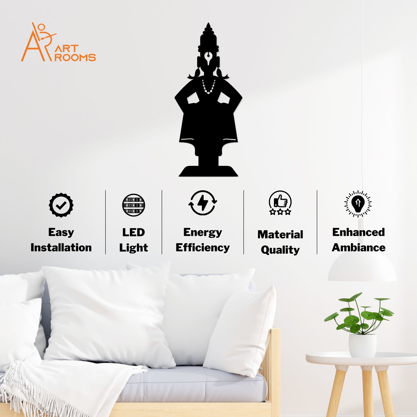 Artrooms Vitthal Metal Wall Art With Light