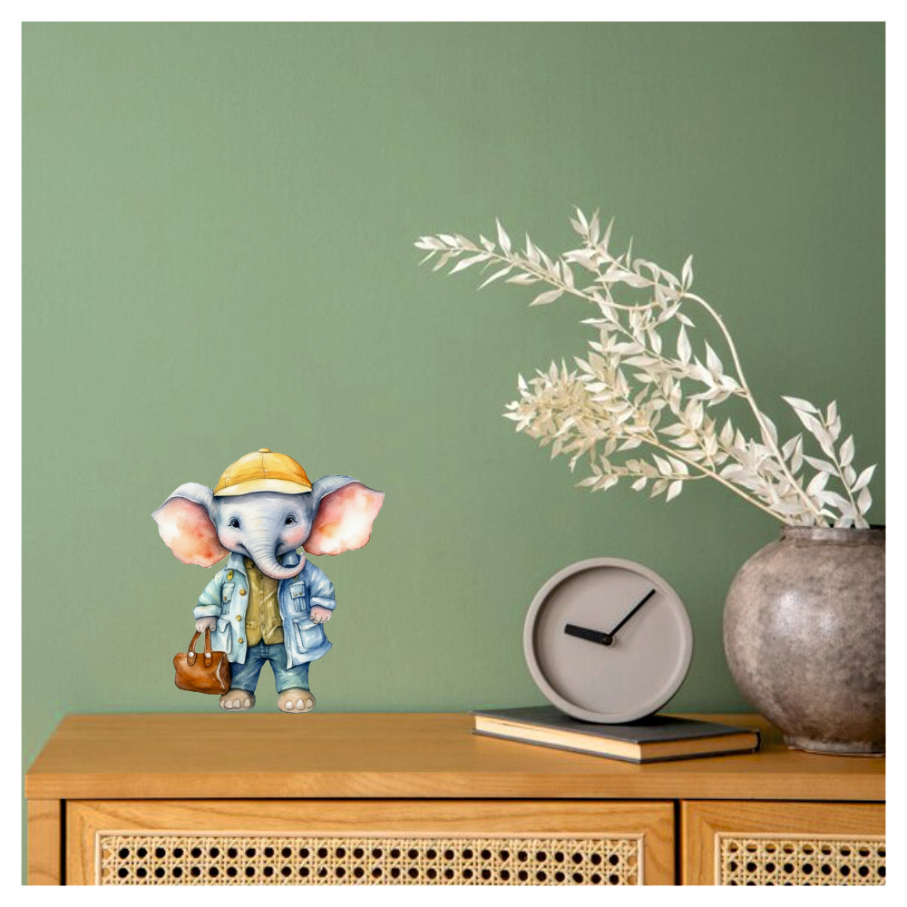 Elephant Wall Sticker – cartoon baby elephant vinyl wall decal for kids’ bedroom décor