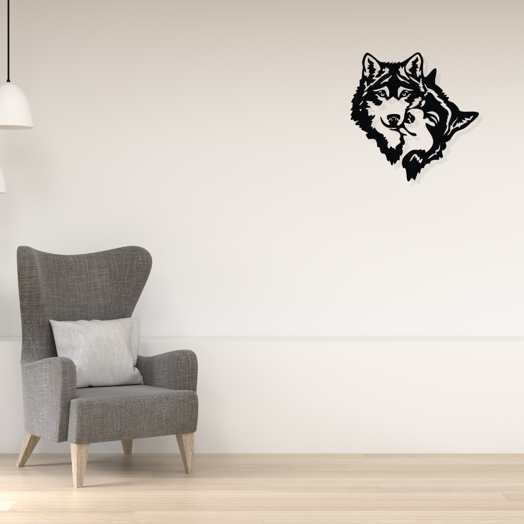Artrooms Wolf Metal Wall Art - Wall Decoration | Wall Hanging (25x25 inch) | Black Matte Finish