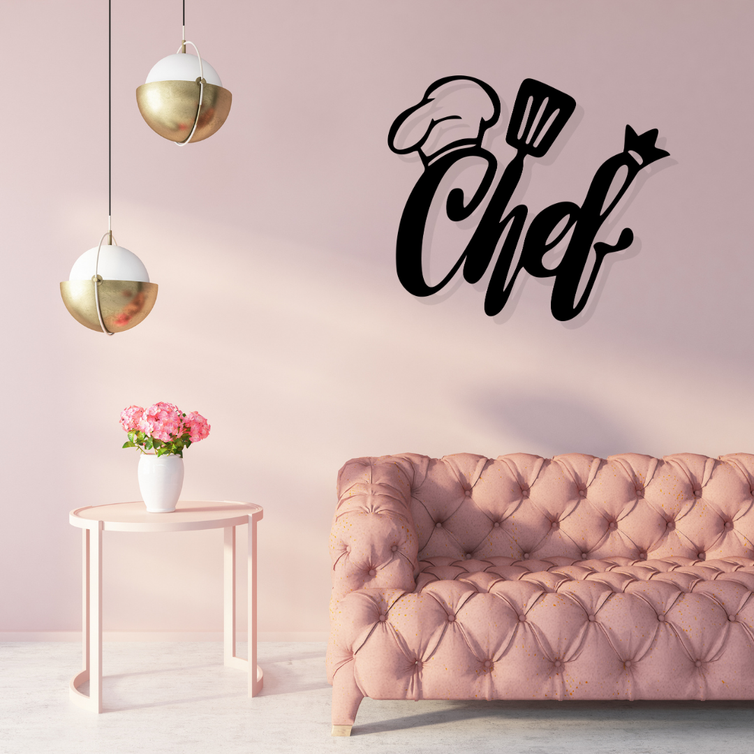 Artrooms Chef Metal Wall Art - Wall Decoration | Wall Hanging (25x21 inch) | Black Matte Finish
