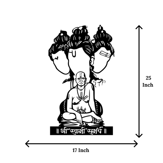 Artrooms Swami Samarth Metal Wall Art - Wall Decoration | Wall Hanging (17x25 inch) | Black Matte Finish