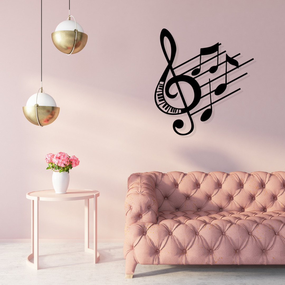 Artrooms Music Metal Wall Art - Wall Decoration | Wall Hanging (23x25 inch) | Black Matte Finish