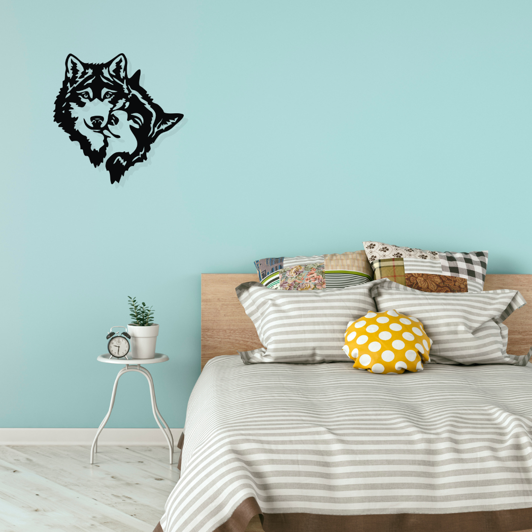 Artrooms Wolf Metal Wall Art - Wall Decoration | Wall Hanging (25x25 inch) | Black Matte Finish