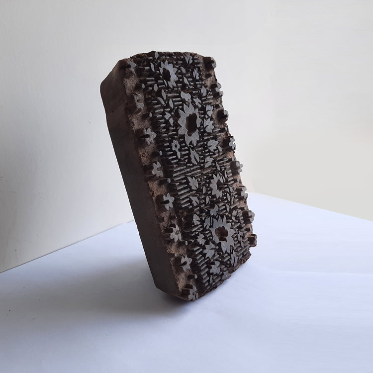 Floral print wooden block