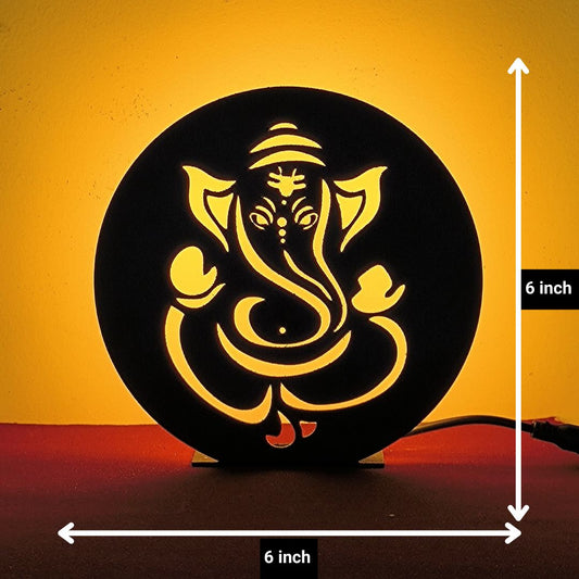 Lord Ganesha Table Lamp – Spiritual Home Décor Lighting for Living Room & Bedroom with size