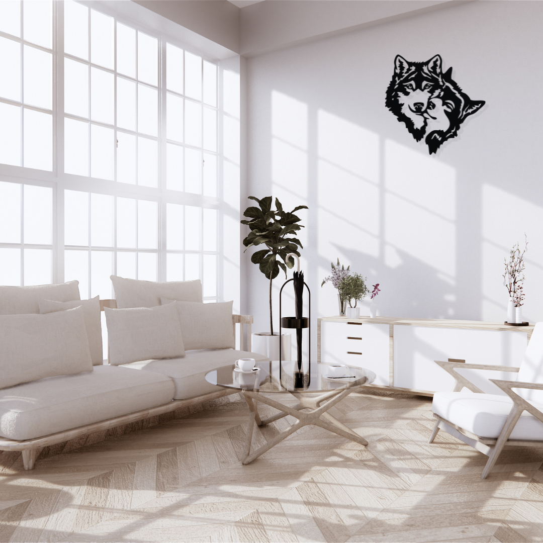 Artrooms Wolf Metal Wall Art - Wall Decoration | Wall Hanging (25x25 inch) | Black Matte Finish