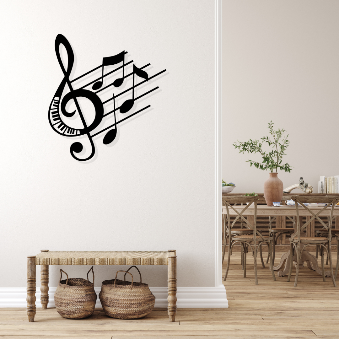 Artrooms Music Metal Wall Art - Wall Decoration | Wall Hanging (23x25 inch) | Black Matte Finish