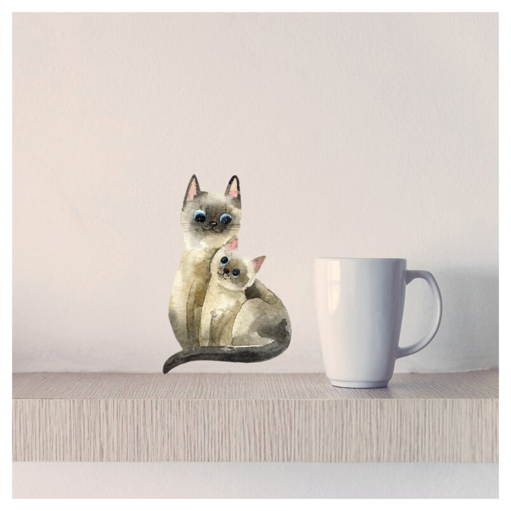 Cat Wall Sticker – mother cat and kitten vinyl wall decal for nursery décor