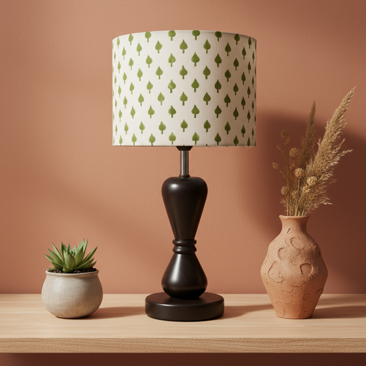 Fabric Lamp Shade β Green Leaf Block Print Cotton