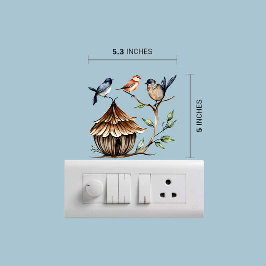 Bird Wall Sticker 5.3x5 inches – 3 birds and birdhouse vinyl wall decal