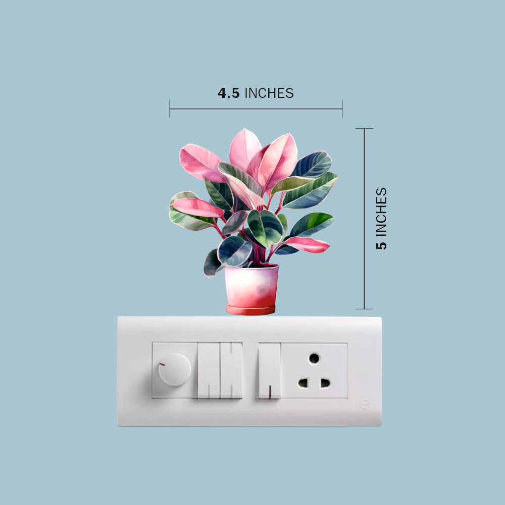 Flower Pot Wall Sticker – 5x5 in = floral wall decal