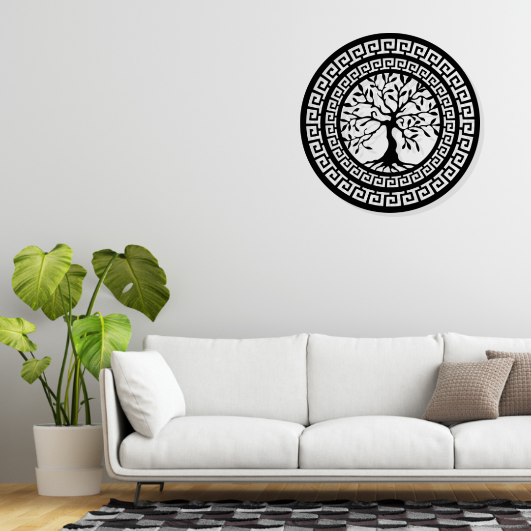 Artrooms Tree Metal Wall Art - Wall Decoration | Wall Hanging (25x25 inch) | Black Matte Finish
