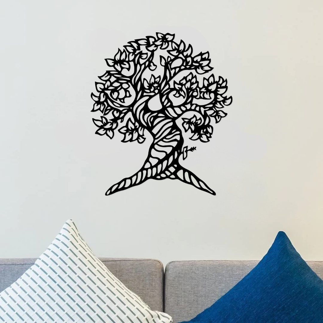 Artrooms Tree Metal Wall Art - Wall Decoration | Wall Hanging (13x15 inch) | Black Matte Finish