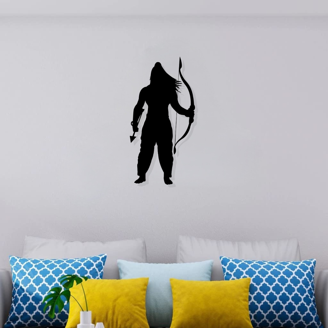 Artrooms Lord Ram Metal Metal Wall Art - Wall Decoration | Wall Hanging (13x25 inch) | Black Matte Finish