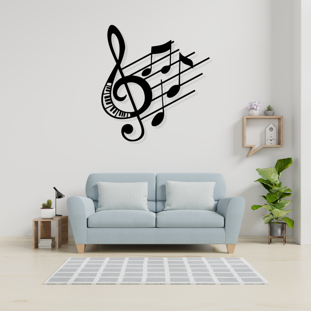 Artrooms Music Metal Wall Art - Wall Decoration | Wall Hanging (23x25 inch) | Black Matte Finish