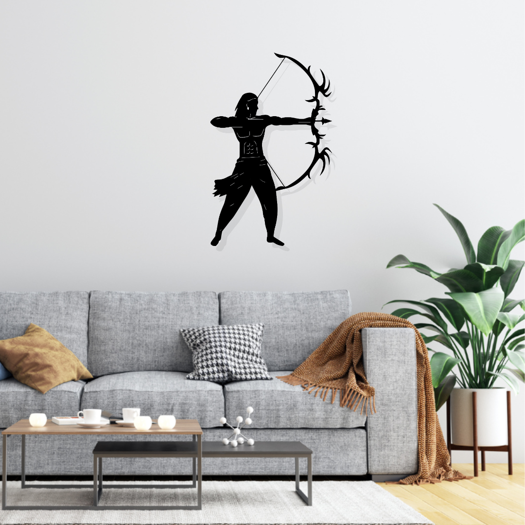 Artrooms Lord Ram Metal Wall Art - Wall Decoration | Wall Hanging (16x25 inch) | Black Matte Finish