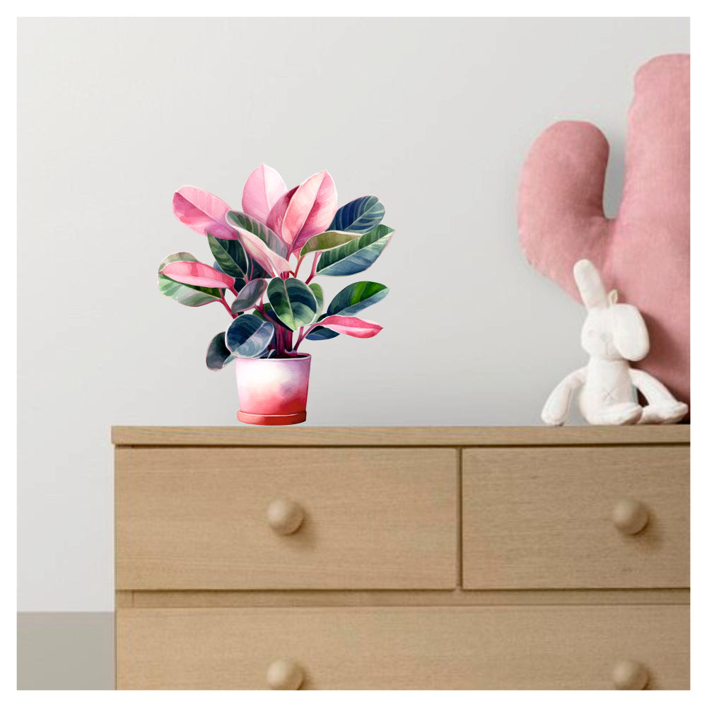 Flower Pot Decal – colorful floral vinyl wall sticker on wall