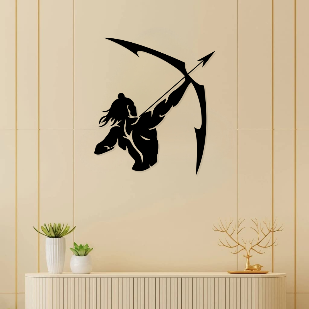 Artrooms Ram Metal Wall Art - Wall Decoration | Wall Hanging (22x25 inch) | Black Matte Finish