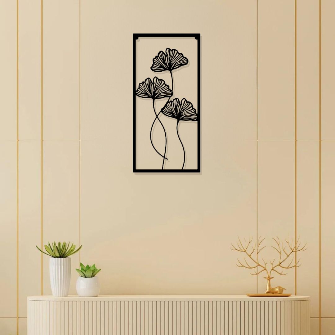 Artrooms Crop Center Metal Wall Art - Wall Decoration | Wall Hanging (12x25 inch) | Black Matte Finish