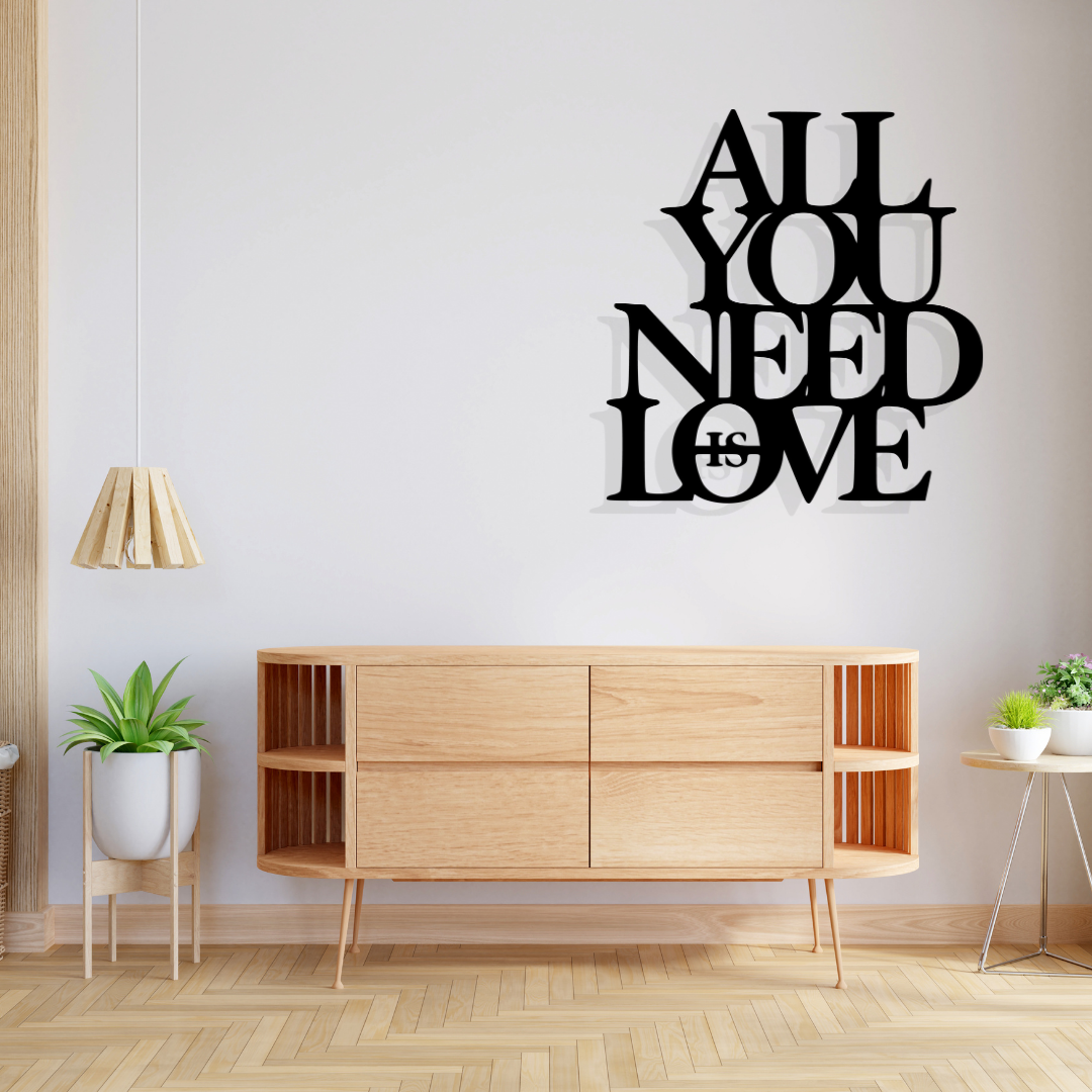 Artrooms All You Need Is Love Metal Wall Art - Wall Decoration | Wall Hanging (24x25 inch) | Black Matte Finish
