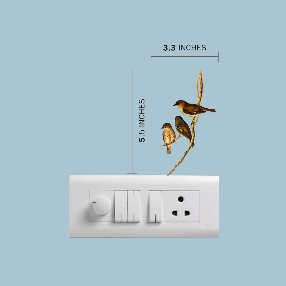 Bird Wall Sticker size 5.5x3.3 inch – three birds branch vinyl decal
