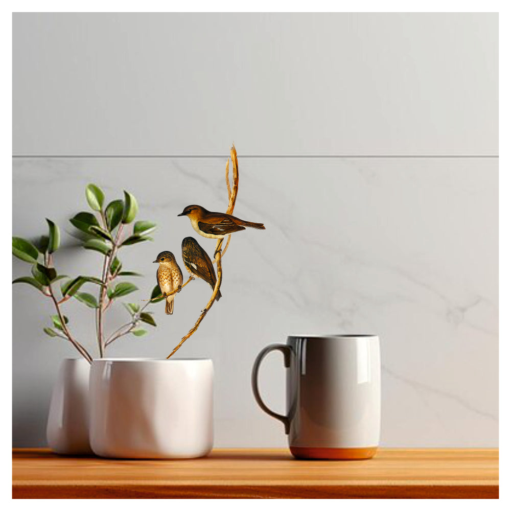 Bird Wall Sticker – 3 birds on branch vinyl wall decal for bedroom wall décor