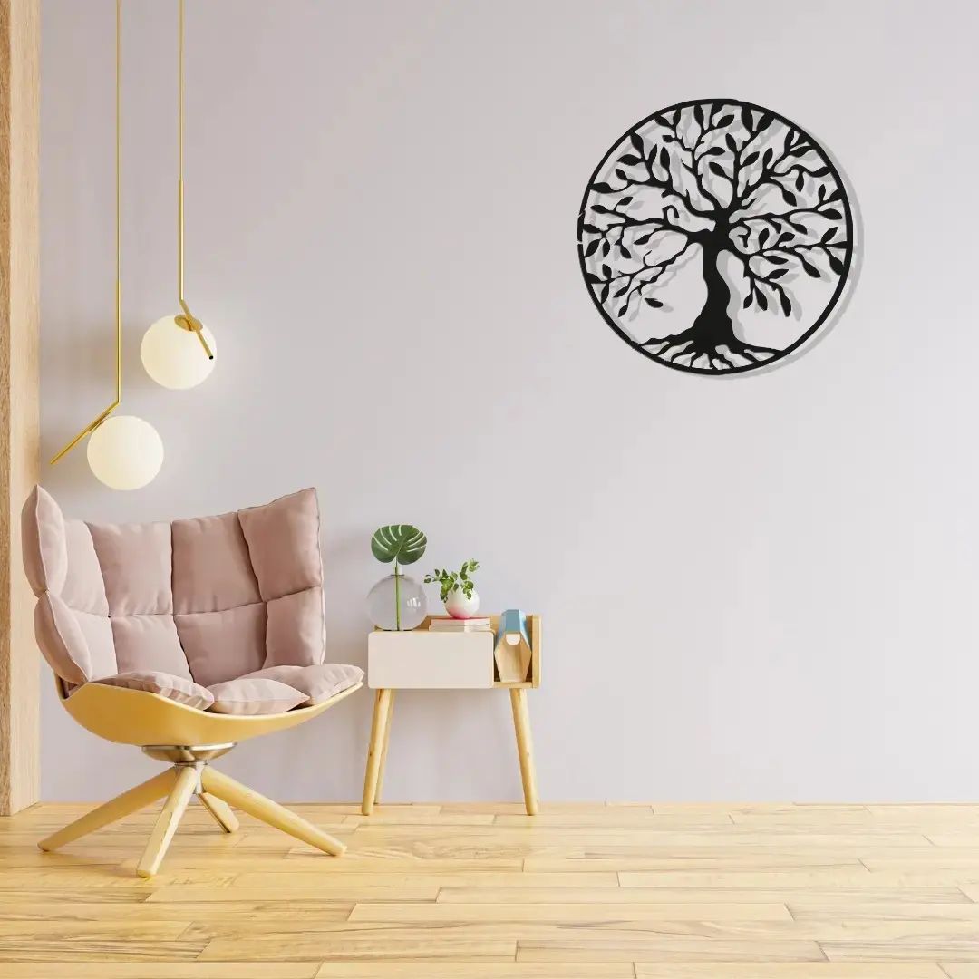 Artrooms Tree of Life Metal Wall Art - Wall Decoration | Wall Hanging (25x25 inch) | Black Matte Finish