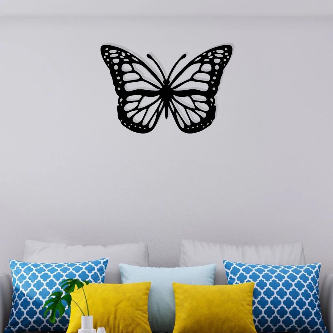 Artrooms Butterfly Metal Wall Art - Wall Decoration | Wall Hanging (25x18 inch) | Black Matte Finish