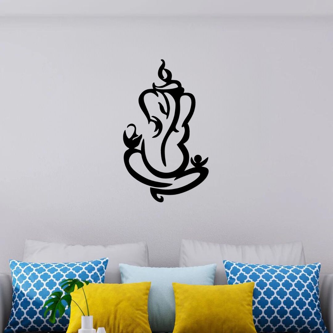 Artrooms Shree Ganesha Metal Wall Art - Wall Decoration | Wall Hanging (15x25 inch) | Black Matte Finish