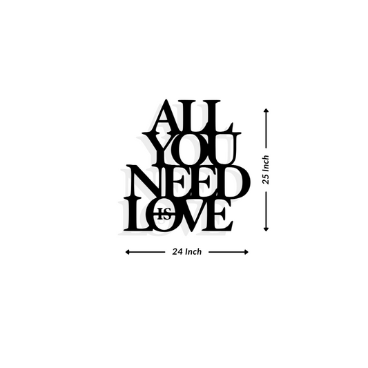 Artrooms All You Need Is Love Metal Wall Art - Wall Decoration | Wall Hanging (24x25 inch) | Black Matte Finish