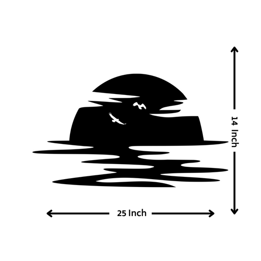 Artrooms Sunrise Metal Metal Wall Art - Wall Decoration | Wall Hanging (25x14 inch) | Black Matte Finish