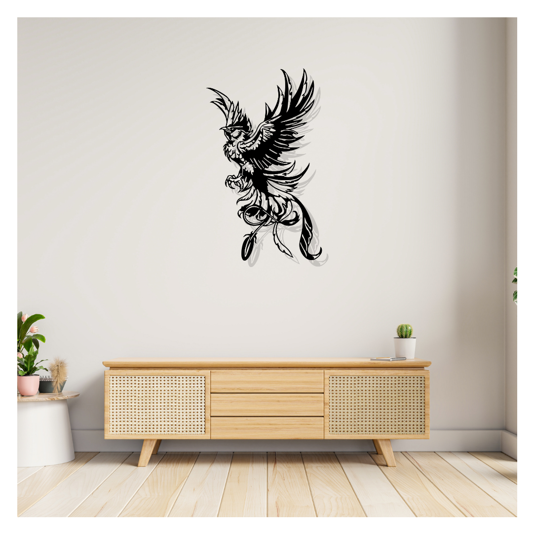 Artrooms Bird Metal Wall Art - Wall Decoration | Wall Hanging (15x25 inch) | Black Matte Finish
