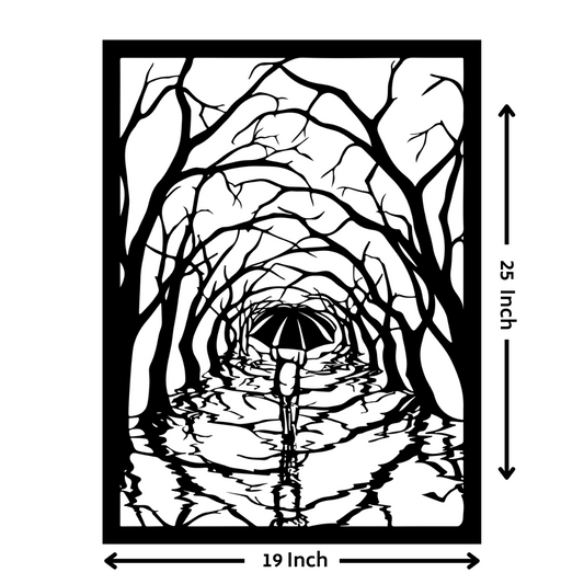 Artrooms Walking In The Forest Metal Wall Art - Wall Decoration | Wall Hanging (19x25 inch) | Black Matte Finish