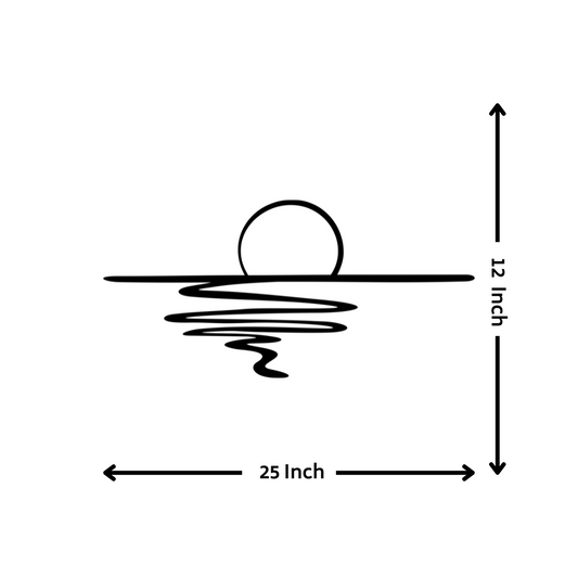 Artrooms Sun Sparkle Metal Wall Art - Wall Decoration | Wall Hanging (25x12 inch) | Black Matte Finish