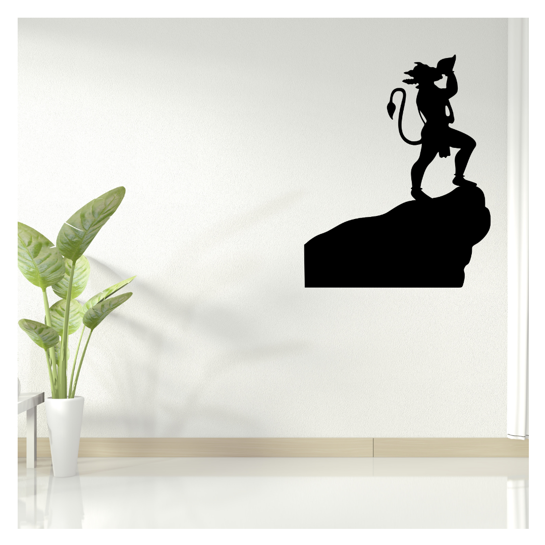 Artrooms Lord Hanuman Metal Wall Art - Wall Decoration | Wall Hanging (20x25 inch) | Black Matte Finish