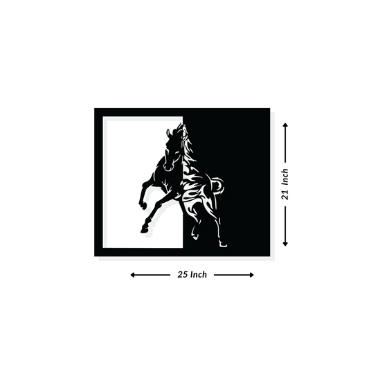 Artrooms Running Horse Metal Wall Art - Wall Decoration | Wall Hanging (25x21 inch) | Black Matte Finish