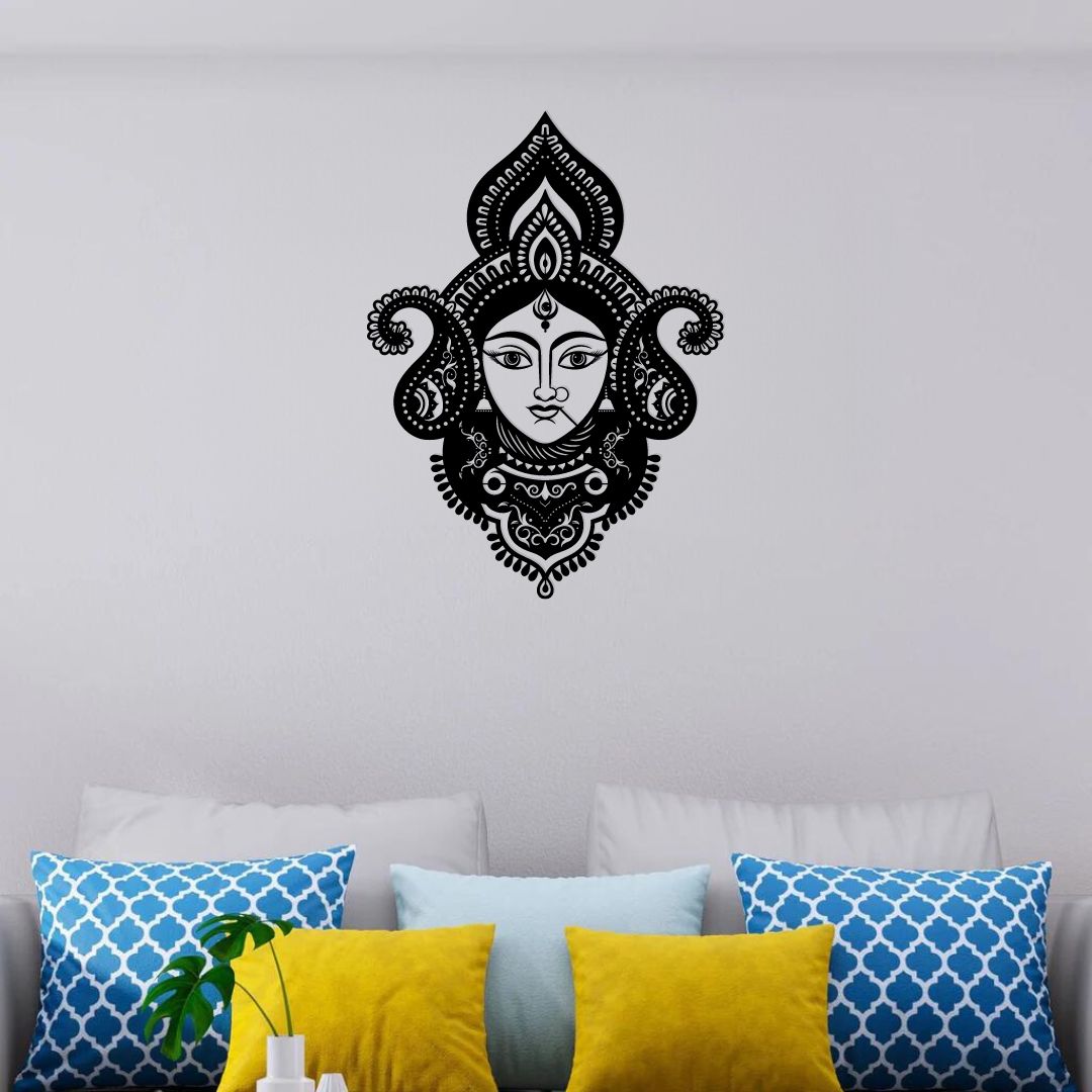 Artrooms Durga Metal Wall Art - Wall Decoration | Wall Hanging (18x24 inch) | Black Matte Finish