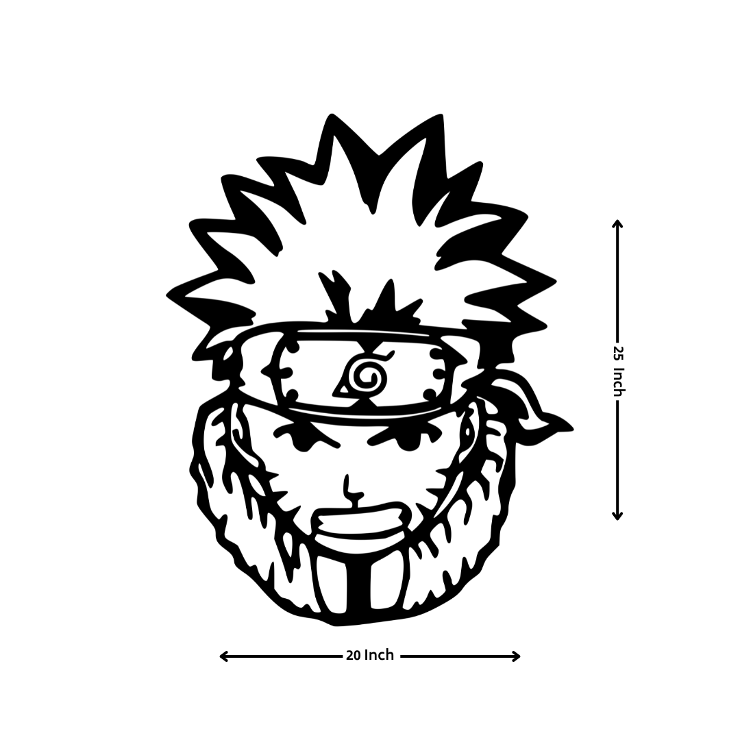 Artrooms Naruto Metal Wall Art - Wall Decoration|Wall Hanging (20x25 inch)|Black Matte Finish