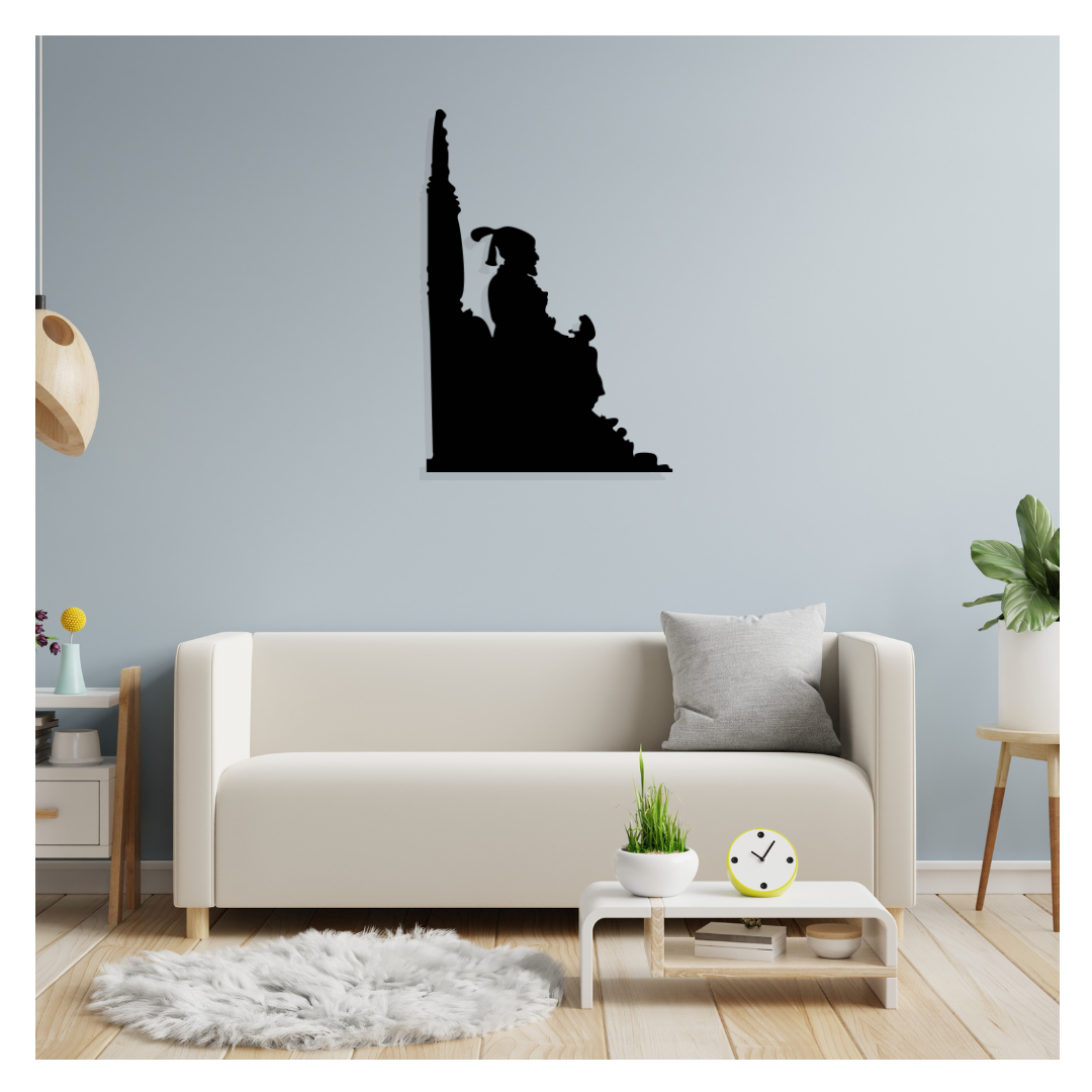 Artrooms Shivaji Maharaj Metal Wall Art - Wall Decoration | Wall Hanging (17x25 inch) | Black Matte Finish