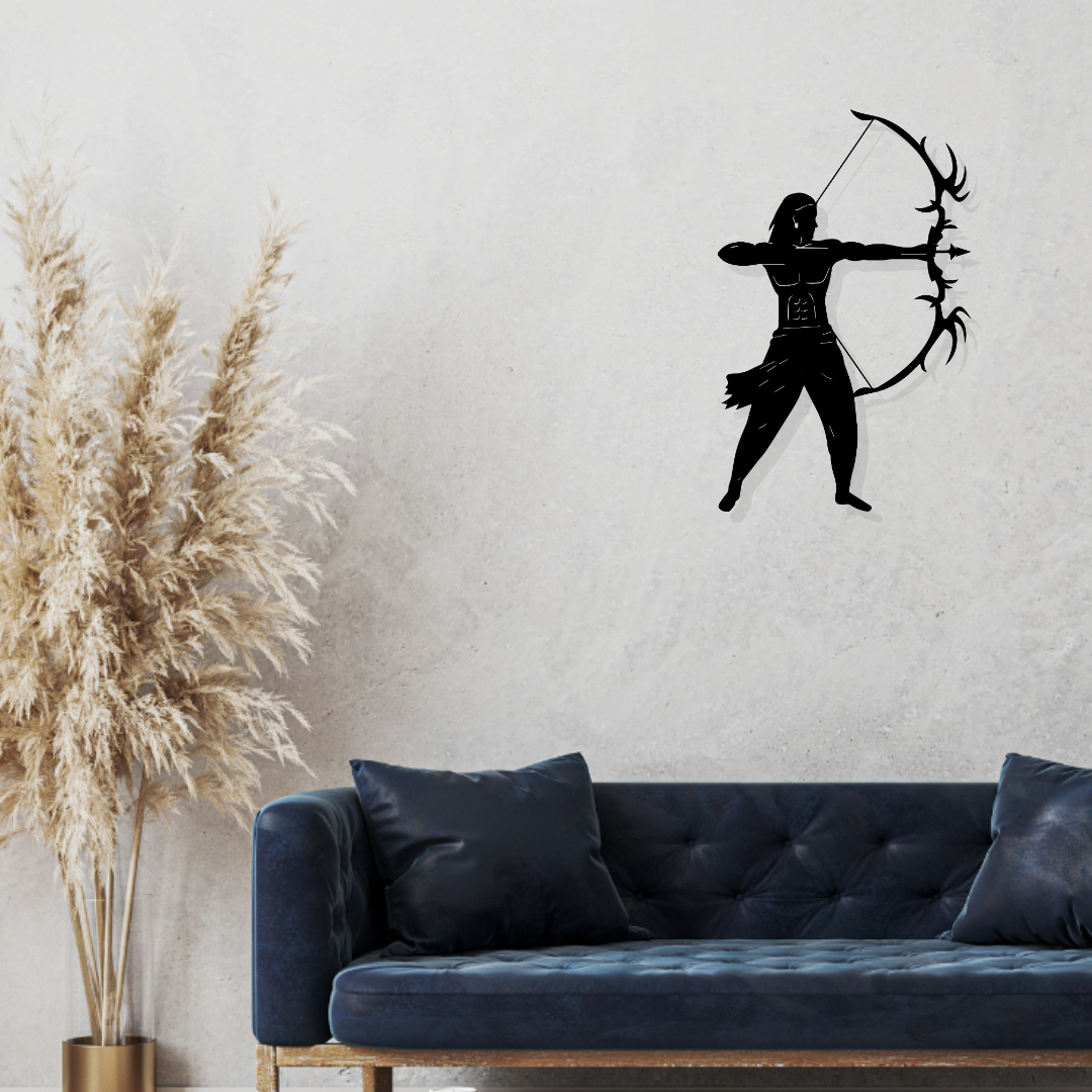 Artrooms Lord Ram Metal Wall Art - Wall Decoration | Wall Hanging (16x25 inch) | Black Matte Finish