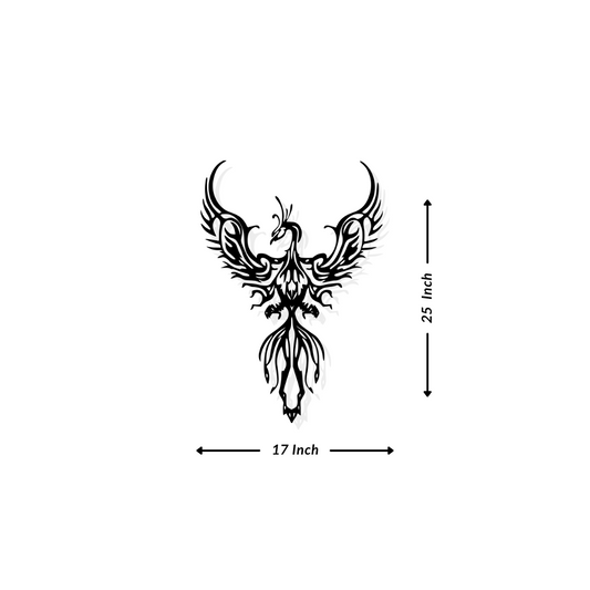 Artrooms Phoenix Bird Metal Wall Art - Wall Decoration | Wall Hanging (17x25 inch) | Black Matte Finish