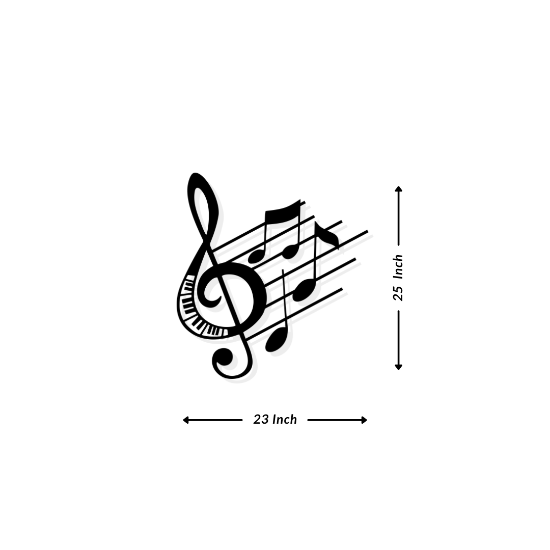 Artrooms Music Metal Wall Art - Wall Decoration | Wall Hanging (23x25 inch) | Black Matte Finish