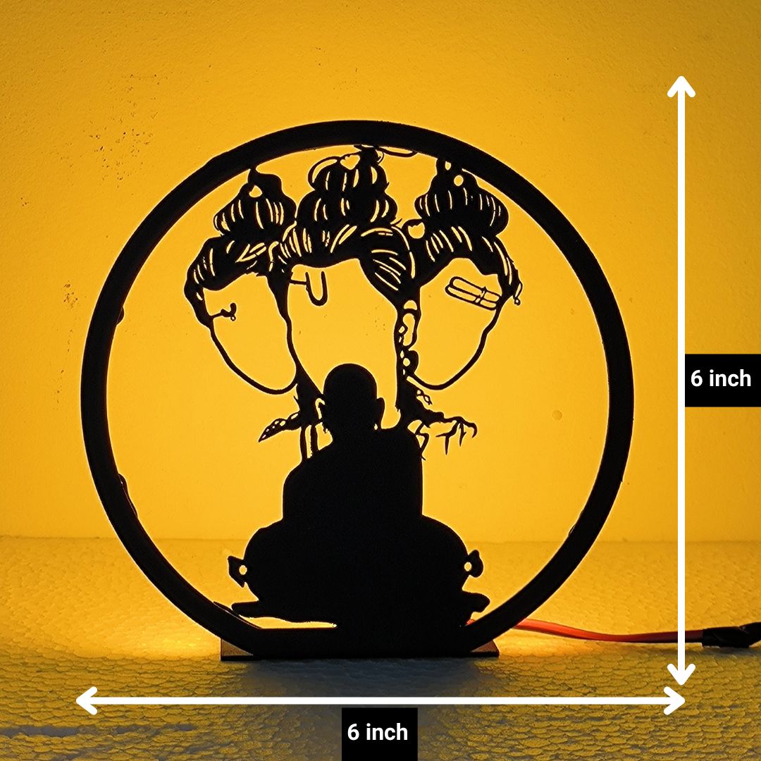 Swami Samarth Table Lamp – LED Decorative Metal Light with size 6 x 6 inch