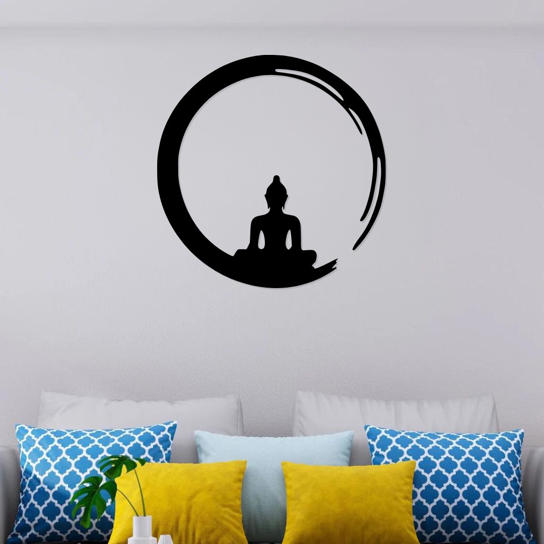 zen enso buddha circular wall decoration in metal