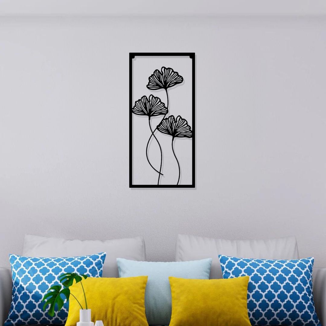 Artrooms Crop Center Metal Wall Art - Wall Decoration | Wall Hanging (12x25 inch) | Black Matte Finish